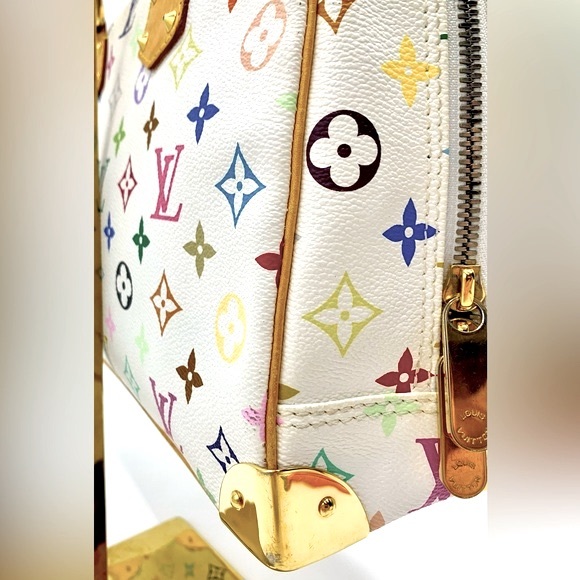 Louis Vuitton Trouville Murakami Multicolor White Monogram LV Handbag Auth - Picture 14 of 16